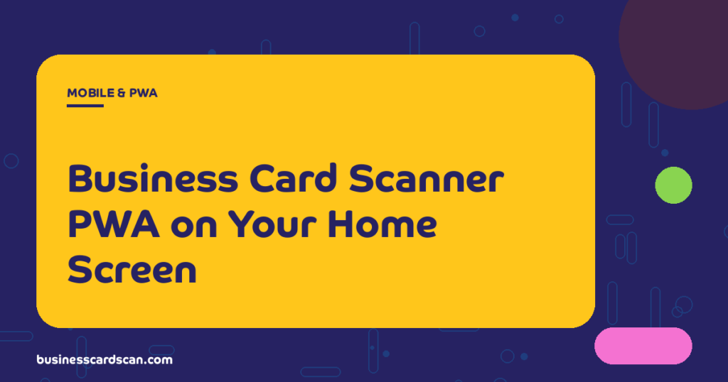 Phone home screen showing a business card scanner PWA icon